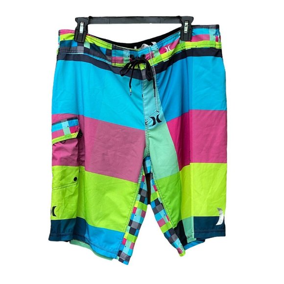 Hurley Other - Hurley Board Shorts Phantom Mens 34 Pastel Colorblock Print  Swim Trunks Beach